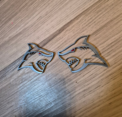 Great White Shark badges. Includes 2.