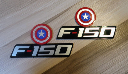 Captain America F-150 badges. Includes 2.