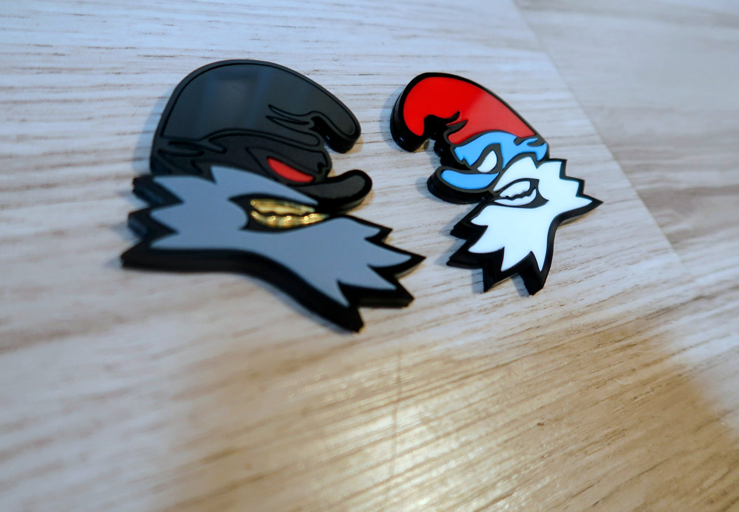 Possessed Papa Smurf badges. Includes 2