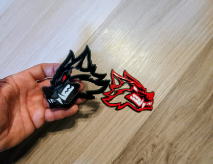 Cartoon Wolf badges. Includes 2