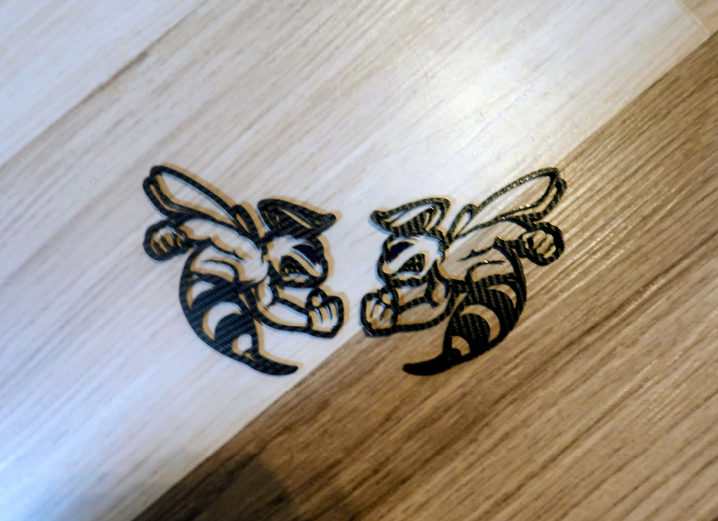 2 color customize-able bee fender badges.