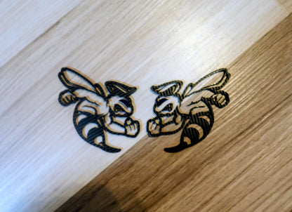 2 color customize-able bee fender badges.