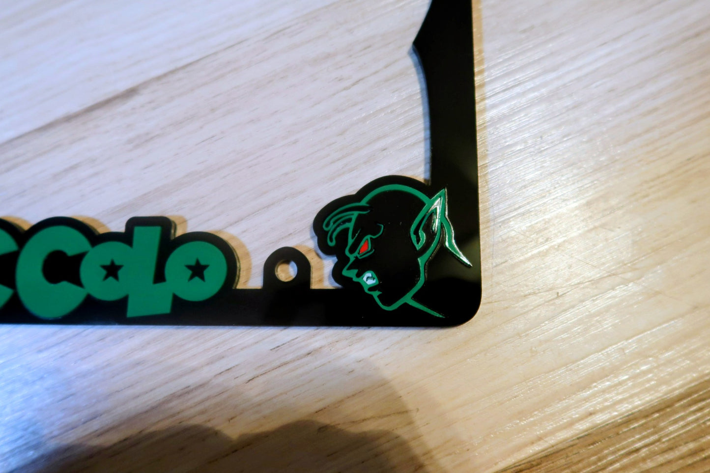 Custom Piccolo License plate frame.