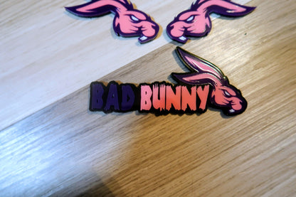 Bad Bunny. Includes 3 badges