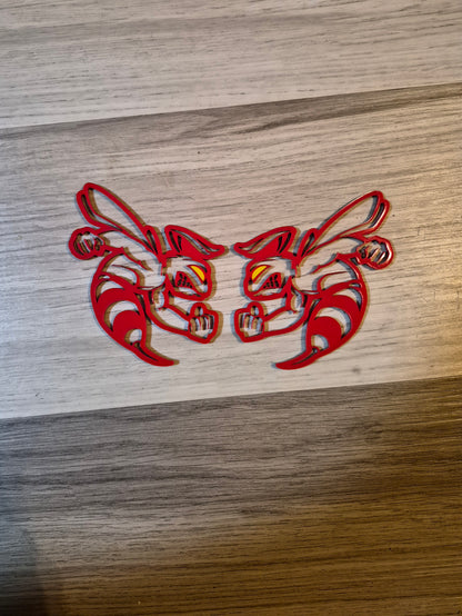 2 color customize-able bee fender badges.
